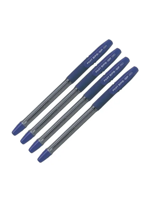 Набор шариковых ручек Pilot BPS-GP, 4 штуки, синий стержень, на масляной основе, узел 1.0 мм, резиновый упор