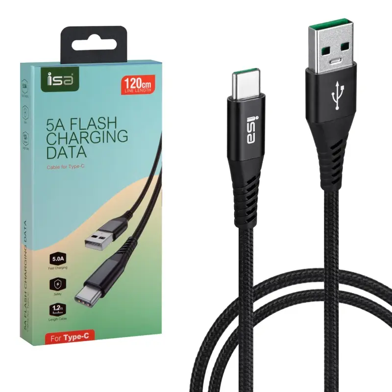 Кабель S1 USB на Type-C 1.2m 5A ISA черный