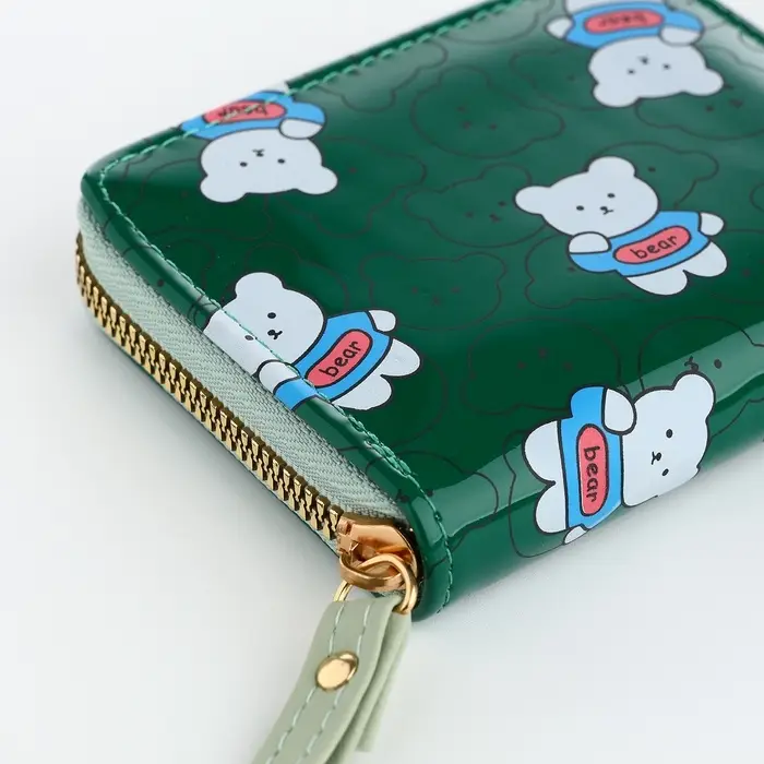Кошелёк на молнии &laquo;Мишки&raquo;, зелёный