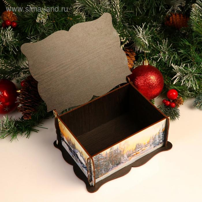 Шкатулка большая новогодняя Шкатулка большая новогодняя "Дом на опушке", микс, 20х15х8,5 см