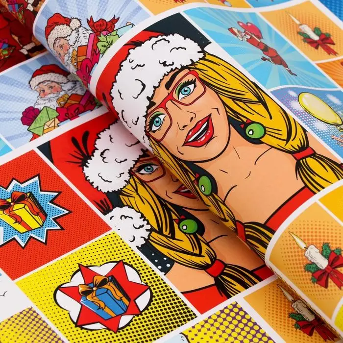 Бумага упаковочная глянцевая "Pop - art новогодний сюрприз", 70×100 см