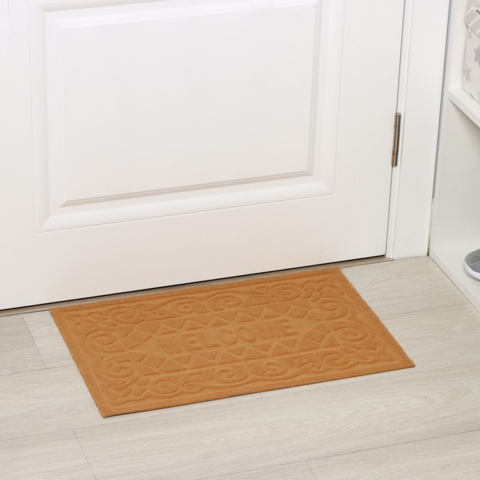 Коврик придверный Доляна Welcome, вензеля, влаговпитывающий, без окантовки, 38×59 см, цвет МИКС Коврик придверный Доляна Welcome, вензеля, влаговпитывающий, без окантовки, 38×59 см, цвет МИКС