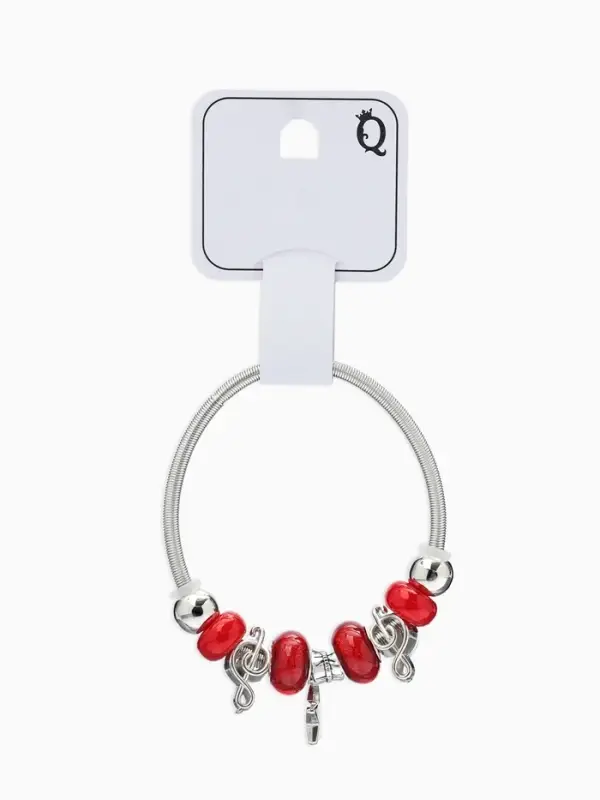 Браслет с шармами &laquo;Марджери&raquo;, звезда, красный в серебре, d=6.5 см