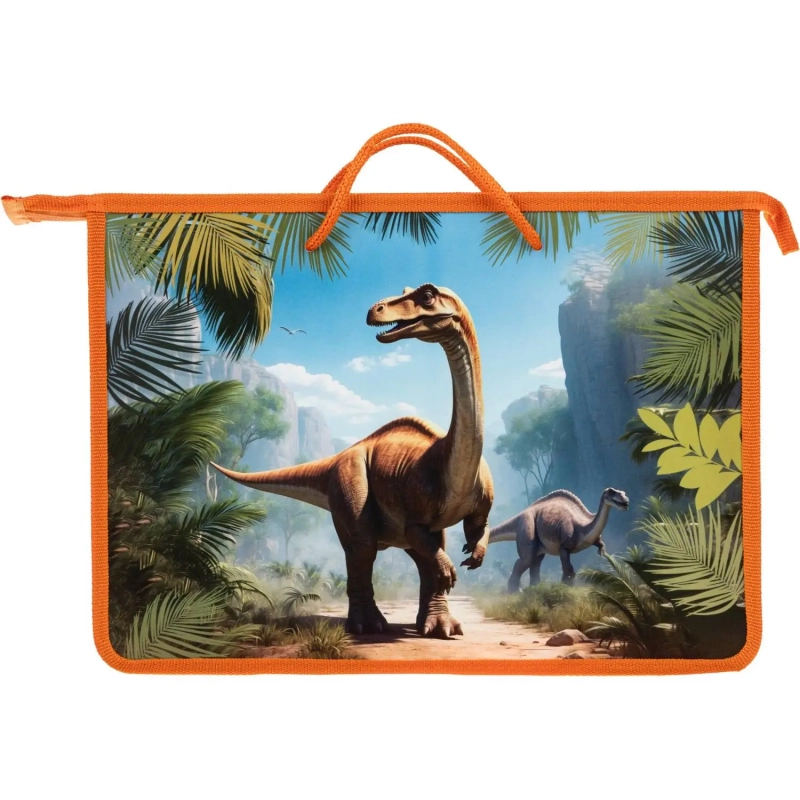 Папка для тетрадей Дино и медвежонок А4 на молнии с ручками,,45мм, 88441