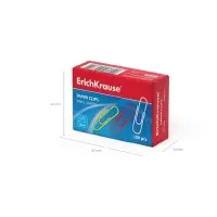 Скрепки канцелярские ErichKrause, 28 мм, 100 штук, цветные с виниловым покрытием, картонная упаковка, МИКС