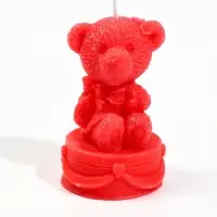 Свеча декоративная "Мишуля" 5,5х5х8,5 см, 6 ч, красный
