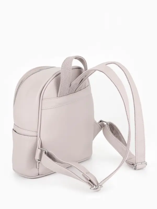 Рюкзак-мини женский на молнии, с карманом, размер 22&times;12&times;25 см, бежевый