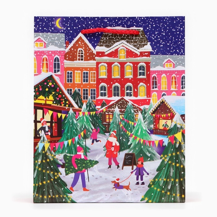 Новый год. Пакет подарочный  Новый год. Пакет подарочный "Праздник в городе", 18 х 22,3 х 10 см.