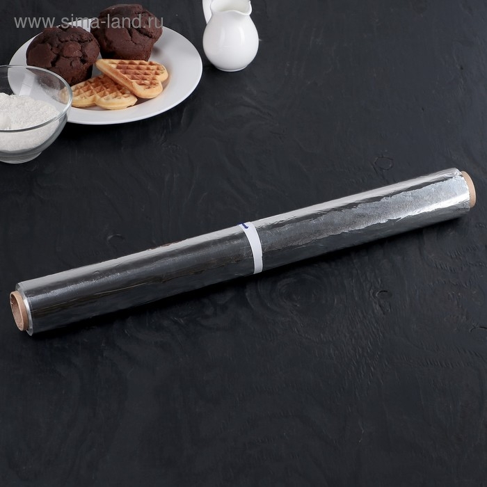 Фольга пищевая алюминиевая «Особо прочная», 44 см × 50 м, 14 мкм Фольга пищевая алюминиевая «Особо прочная», 44 см × 50 м, 14 мкм