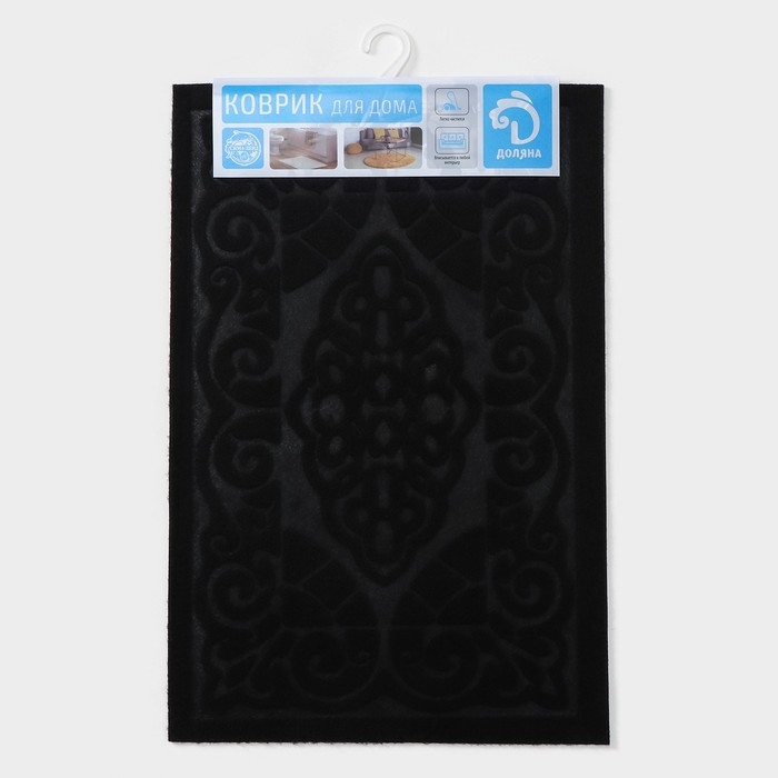 Коврик влаговпитывающий придверный Доляна &laquo;Восточная сказка&raquo;, без окантовки, 38&times;58 см, цвет чёрный