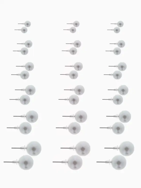 Серьги пусеты QF &laquo;Рэйчел&raquo;, 18 пар, бусина d=5-12 мм, цвет белый