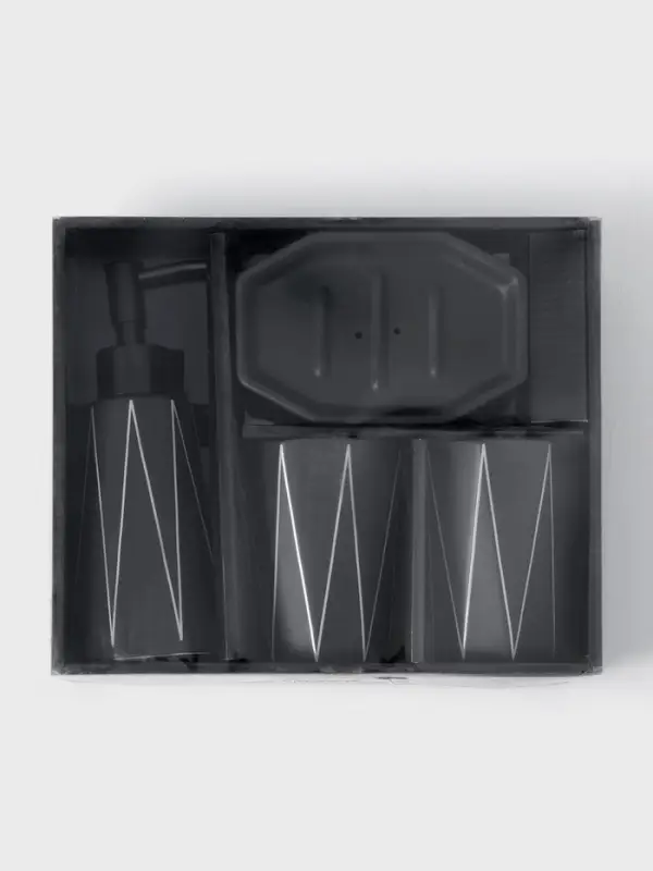 Аксессуары для ванной &laquo;Локо&raquo;, 4 предмета, дозатор для мыла 280 мл, мыльница, 2 стакана 250 мл, чёрные