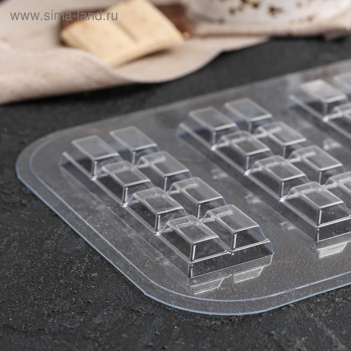 Форма для шоколада и конфет пластиковая «Батончик 2×4», цвет прозрачный Форма для шоколада и конфет пластиковая «Батончик 2×4», цвет прозрачный