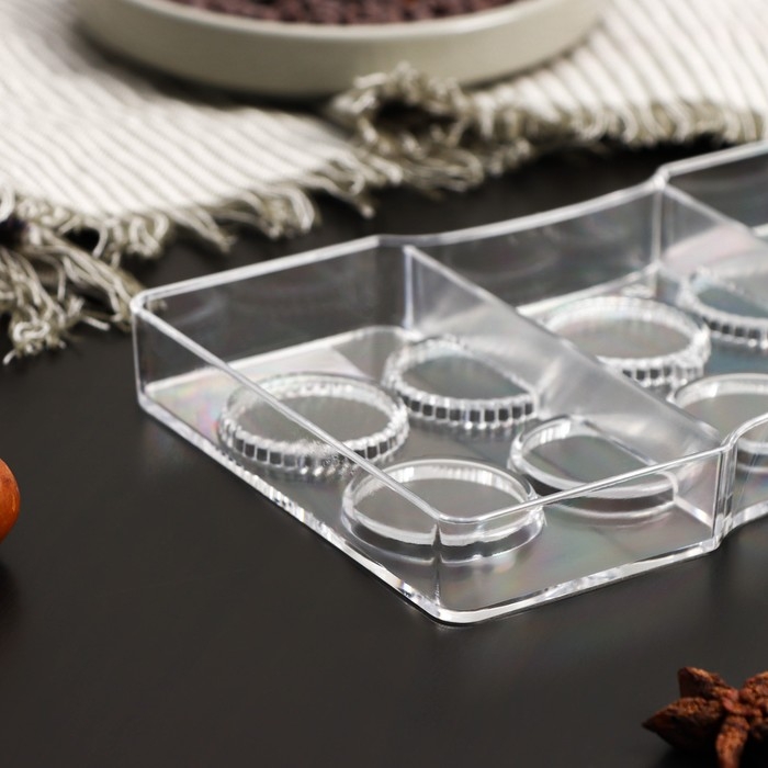 Форма для конфет и шоколада KONFINETTA «Медаль», 20×12×2,5 см, 10 ячеек 3,3×0,4 см, цвет прозрачный Форма для конфет и шоколада KONFINETTA «Медаль», 20×12×2,5 см, 10 ячеек 3,3×0,4 см, цвет прозрачный