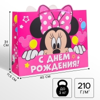 Пакет подарочный "С Днем рождения!" 40х31х11.5 см, упаковка, Минни Маус