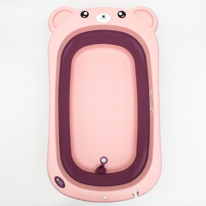 Ванночка детская складная со сливом, «Мишка», 83 см., цвет розовый Ванночка детская складная со сливом, «Мишка», 83 см., цвет розовый