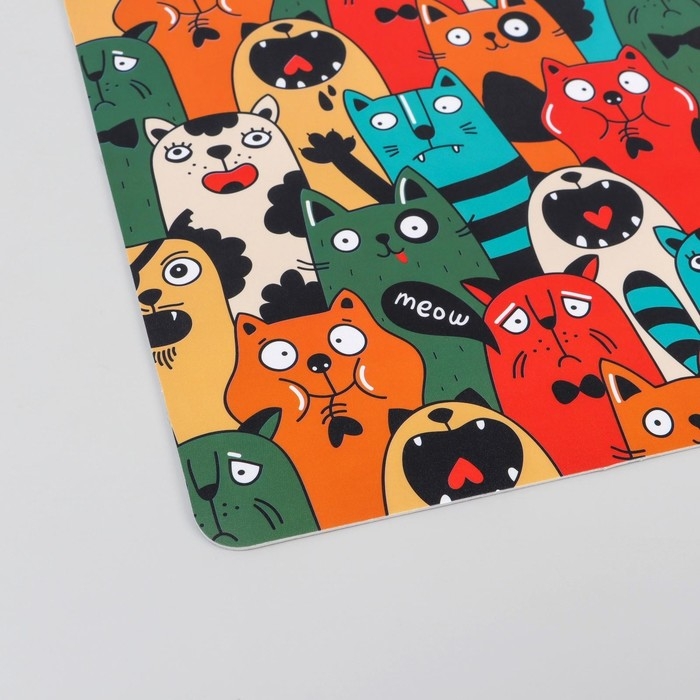 Коврик под миску  Коврик под миску "Пижон" с нескользящим основанием 43 х 28 см "Голодные коты"