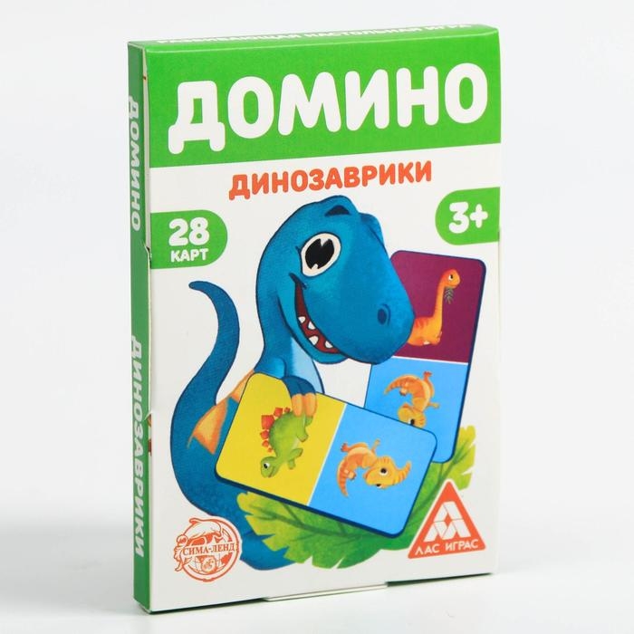Настольная игра «Домино. Динозаврики», 28 карт, 3+ Настольная игра «Домино. Динозаврики», 28 карт, 3+
