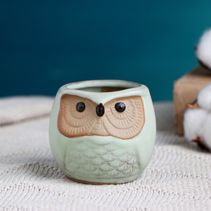 Горшок Горшок "Сова Ухта" 6,5х6,5х6см, бирюзовый