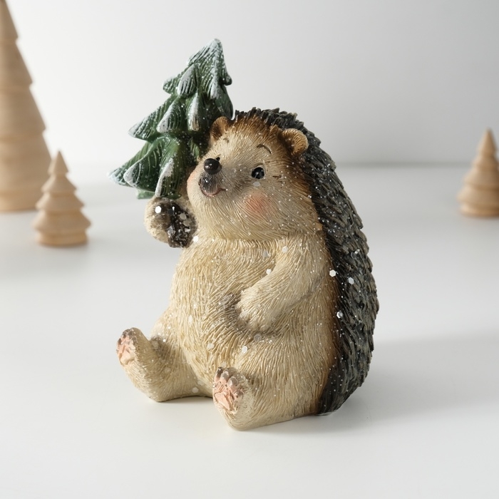 Сувенир полистоун  Сувенир полистоун "Милый ёжик с ёлочкой" 10х9,5х12,5 см