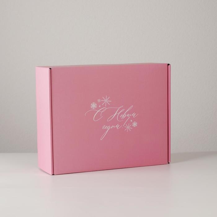 Коробка подарочная новогодняя складная «Розовый новый год», 27 х 21 х 9 см, Новый год