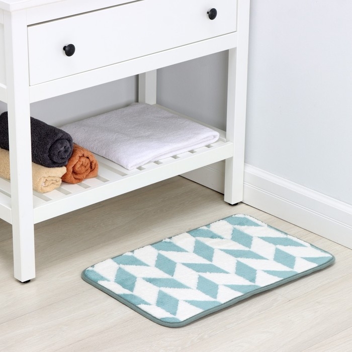 Коврик для ванной и туалета Доляна «Ралли», 40×60 см, цвет бирюзовый Коврик для ванной и туалета Доляна «Ралли», 40×60 см, цвет бирюзовый