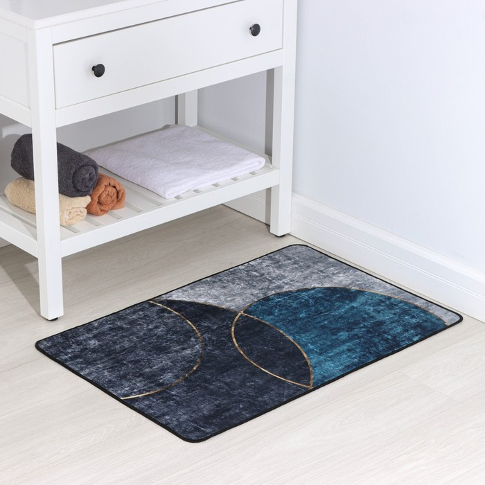 Коврик для дома Доляна «Мэни», 60×90 см, цвет синий