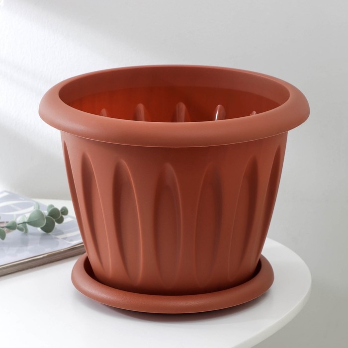 Горшок с поддоном «Фелиция», 6,4 л, цвет терракотовый Горшок с поддоном «Фелиция», 6,4 л, цвет терракотовый