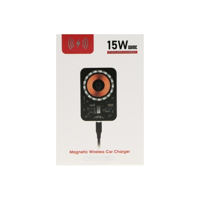 Автомобильный держатель с беспроводной зарядкой i13, 15 Вт, Type-C, 2 А, 1 м, MagSafe,чёрное Автомобильный держатель с беспроводной зарядкой i13, 15 Вт, Type-C, 2 А, 1 м, MagSafe,чёрное