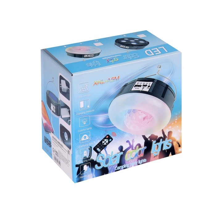 Садовый светильник на солнечной батарее «Дискошар», 13 × 6 × 13 см, 6 LED, пульт ДУ, свечение RGBW Садовый светильник на солнечной батарее «Дискошар», 13 × 6 × 13 см, 6 LED, пульт ДУ, свечение RGBW