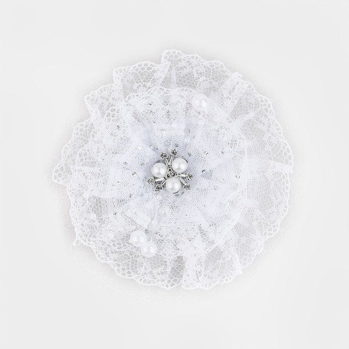 Выпускной.Бант для волос на резинке, белый, 10.5 см, Кошечка Мари