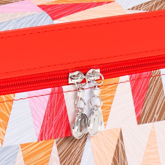 Шкатулка кожзам с зеркалом  Шкатулка кожзам с зеркалом "Треугольники. Алый" н-р 3 шт 18х10х12,5 21х13х15,5 23х15х18,5 см