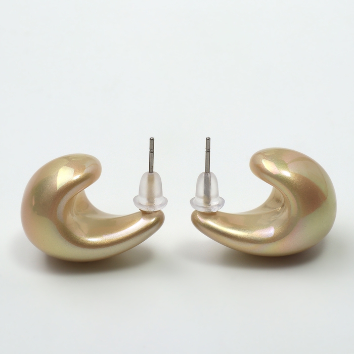 Серьги пластик «Капля» гладкие мини, цвет бежевый Серьги пластик «Капля» гладкие мини, цвет бежевый