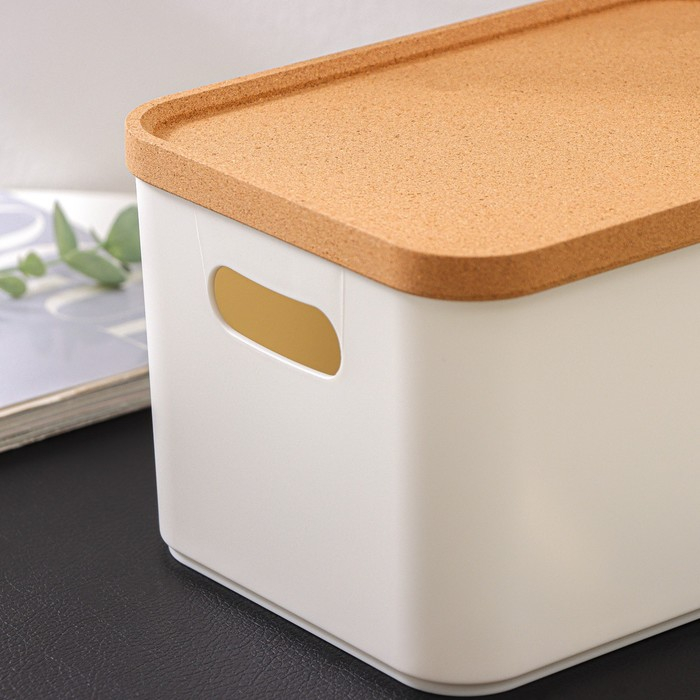 Корзина для хранения с крышкой Korely maxi, 2,4 л, 23,5×16,5×13,5 см, цвет слоновая кость Корзина для хранения с крышкой Korely maxi, 2,4 л, 23,5×16,5×13,5 см, цвет слоновая кость