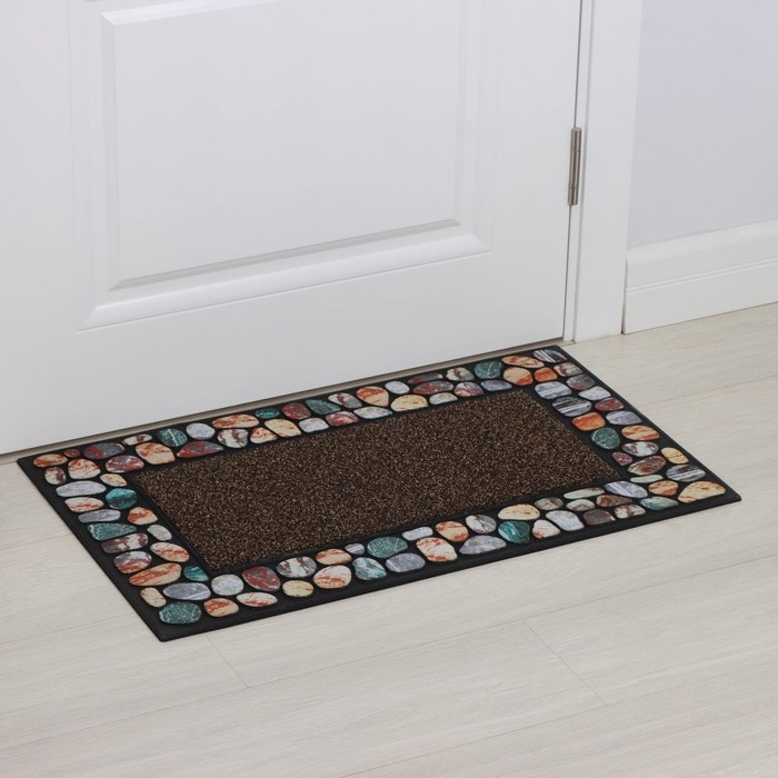 Коврик придверный Доляна &laquo;Эмма&raquo;, с окантовкой, 46&times;76 см, цвет коричневый