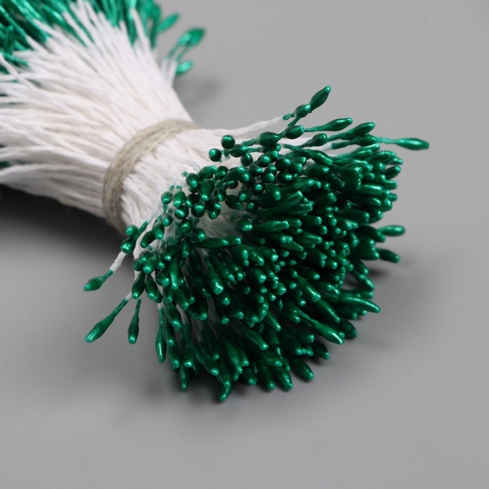 Тычинки для искусственных цветов глянец "Рисинки" тёмно-зелёный набор 360 шт длина 6 см