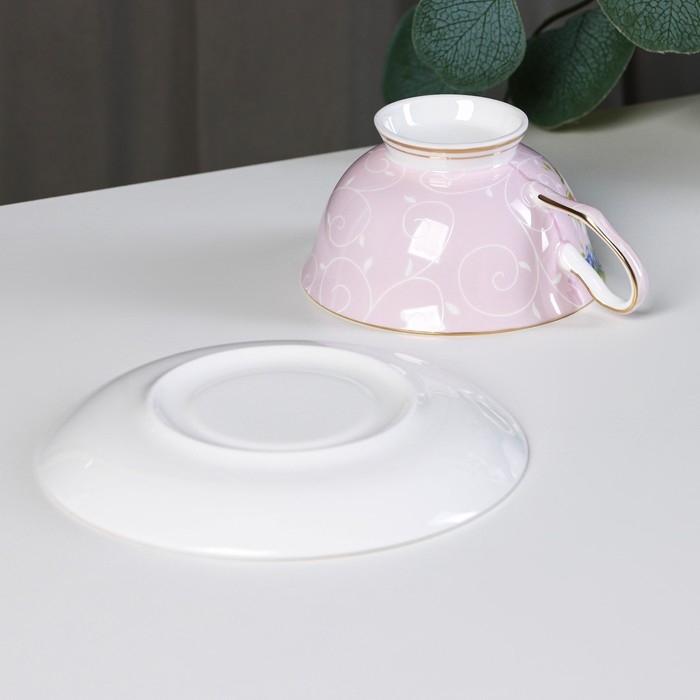 Чайная пара фарфоровая «Чайная роза», 2 предмета: чашка 200 мл, блюдце d=15 см