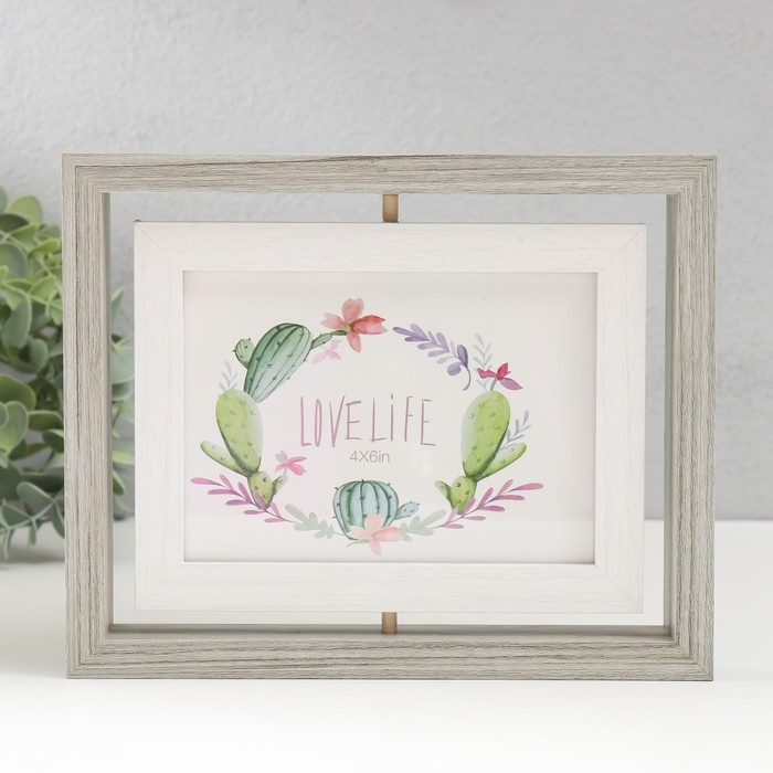 Фоторамка МДФ на 2 фото 10х15 см Фоторамка МДФ на 2 фото 10х15 см "Вертушка двусторонняя" серо-голубая 21,5х3х16,3 см