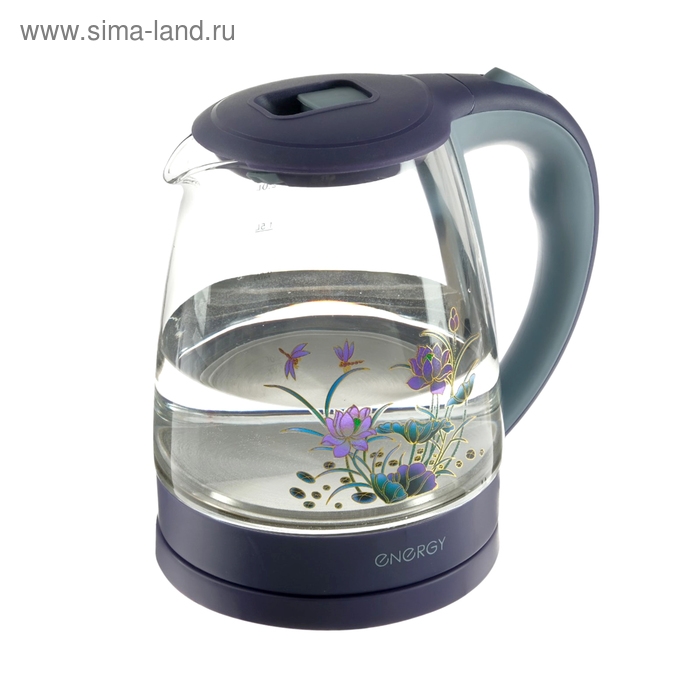 Чайник электрический ENERGY E-287, стекло, 2 л, 1500 Вт, подсветка, синий Чайник электрический ENERGY E-287, стекло, 2 л, 1500 Вт, подсветка, синий