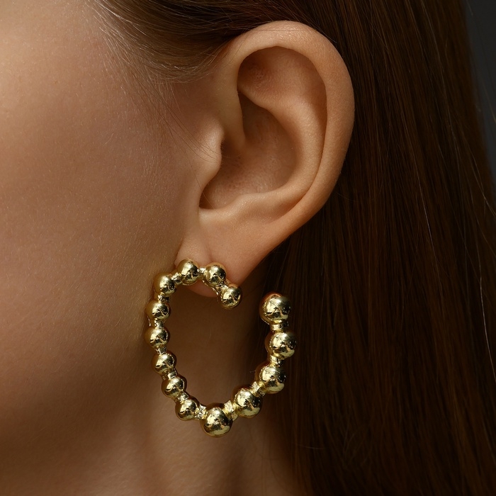 Серьги металл Серьги металл "Сердца" воссоединение, цвет золото