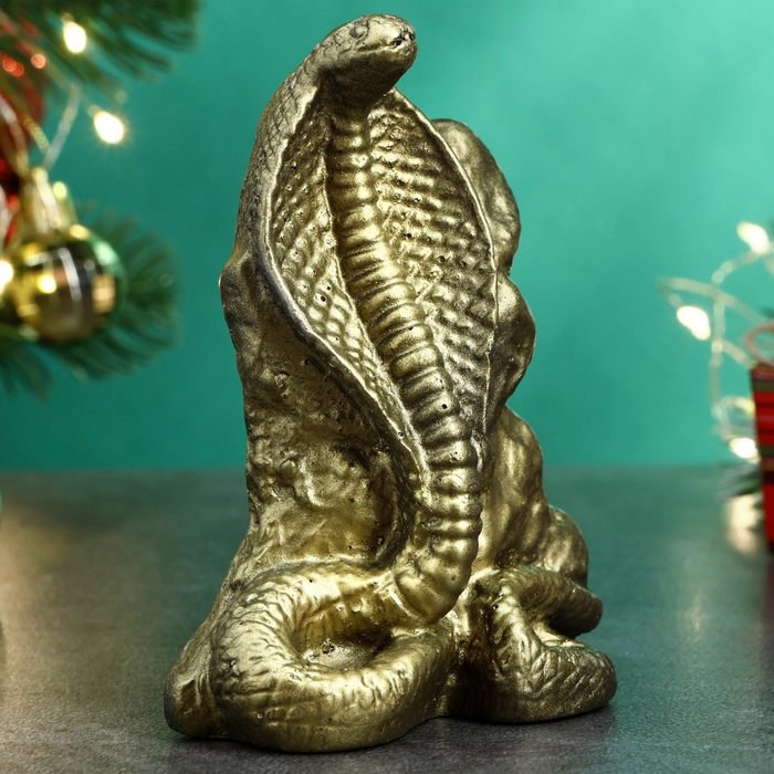 Новый год. Символ 2025. Фигура Новый год. Символ 2025. Фигура "Змея хрустальница" золото, 12х6см