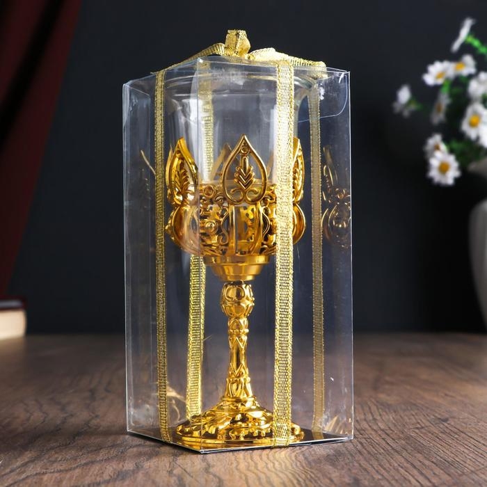 Подсвечник стекло Подсвечник стекло "Наслаждение" 12*6,5*6,5 см, золото
