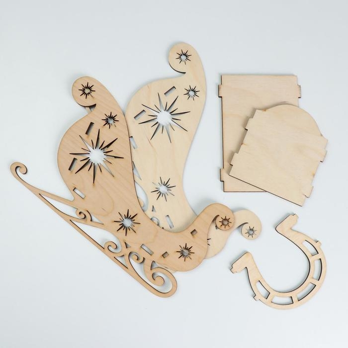 Шкатулка дерево Новогодние Сани  Шкатулка дерево Новогодние Сани "Звезда" (набор 5 деталей)  20х12х8 см