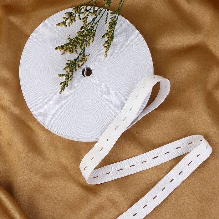 Резинка перфорированная, 20 мм, 25 м, цвет белый Резинка перфорированная, 20 мм, 25 м, цвет белый