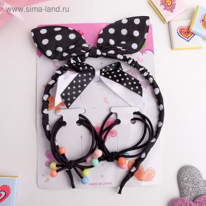 Набор для волос Набор для волос "Солоха" (ободок, 2 резинки, зажим) весёлый горошек