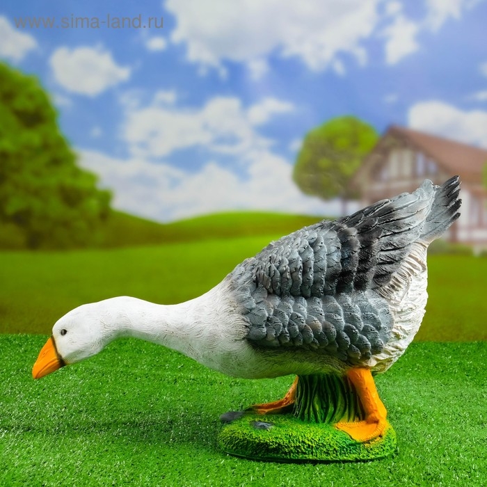 Садовая фигура  Садовая фигура "Гусь шея вниз" 50х18х30см