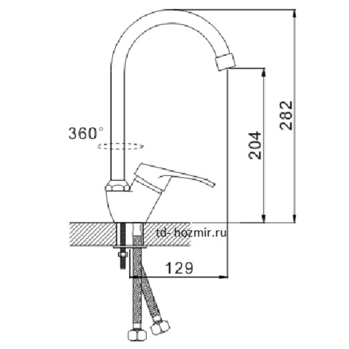Смеситель для кухни Смеситель для кухни "Эверест" B41-028, однорычажный, высокий излив, хром