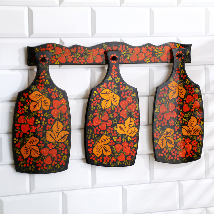 Набор Доски 3 шт и держатель 48×33×1 см хохлома Набор Доски 3 шт и держатель 48×33×1 см хохлома