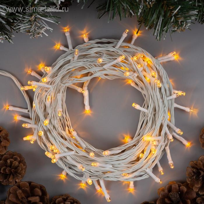 Гирлянда «Нить» 10 м, IP20, белая нить, 100 LED, свечение жёлтое, 8 режимов, 220 В Гирлянда «Нить» 10 м, IP20, белая нить, 100 LED, свечение жёлтое, 8 режимов, 220 В