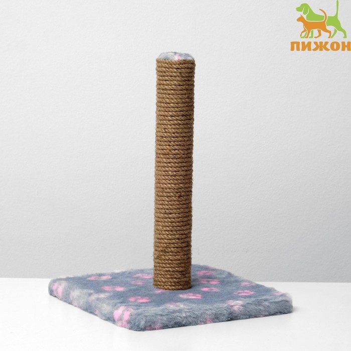 Когтеточка  Когтеточка "Радость" на подставке, 30 х 30 х 40 см, джут, серая с розовыми лапками